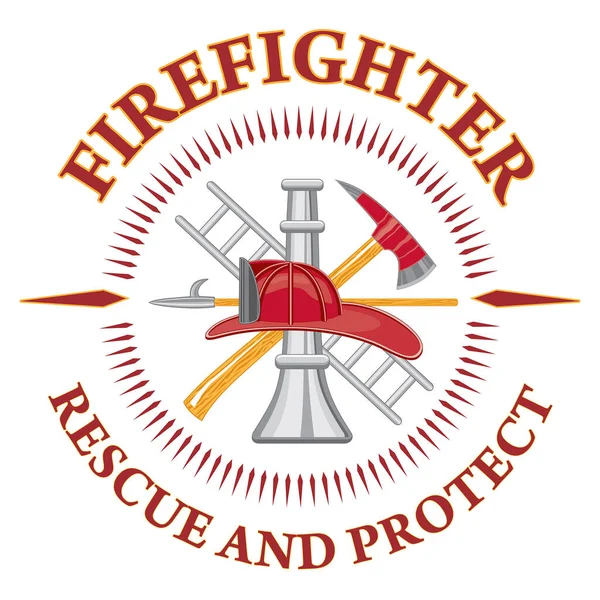 Firefighter Rescue Protect Design Illustration Includes Fire Department Tools Logo — Stock Vector