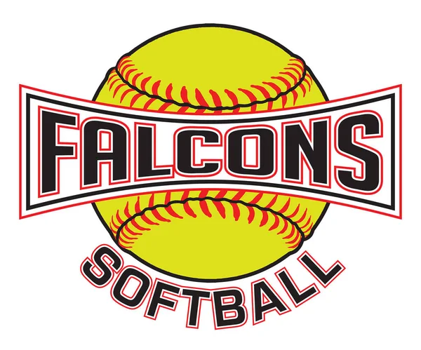 Falcons Softball Graphic Sportowy Projekt Który Zawiera Softball Tekst Jest — Wektor stockowy