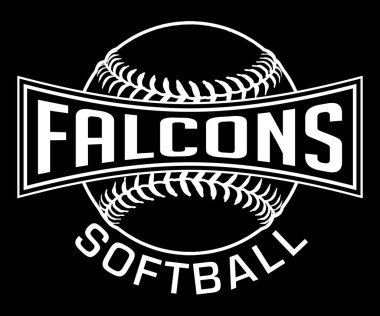 Falcons Softball Graphic-One Color-White, siyah spor dizaynı üzerine yazılmış, softball ve metin içeren ve okulunuz veya takımınız için mükemmel olan tek bir beyazdır. Şahinler için harika tişörtler, kupalar vs..