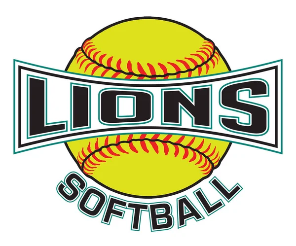 Lions Softball Graphic Projekt Sportowy Który Zawiera Softball Tekst Jest — Wektor stockowy