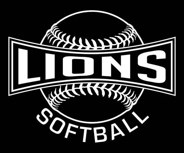 Lions Softball Graphic One Color White Diseño Deportivo Blanco Sobre — Vector de stock