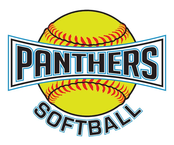 Panthers Softball Graphic Beyzbol Metin Içeren Okul Veya Takım Için — Stok Vektör