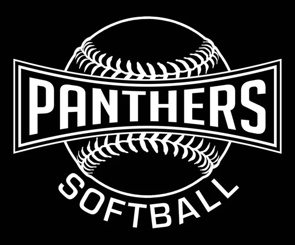 Panthers Softball Graphic One Color White Diseño Deportivo Blanco Sobre Gráficos vectoriales
