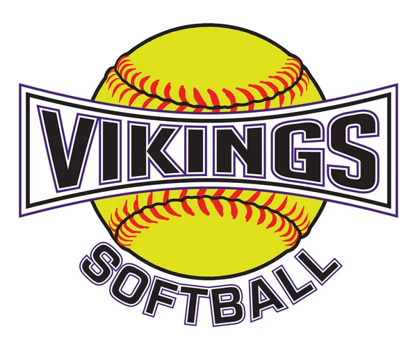 Viking Softball Graphic Спортивний Дизайн Який Включає Себе Софтбол Текст — стоковий вектор