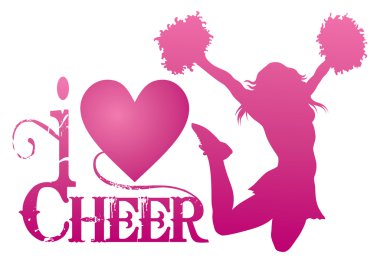 I Love Cheer With Jumping Cheerleader clipart
