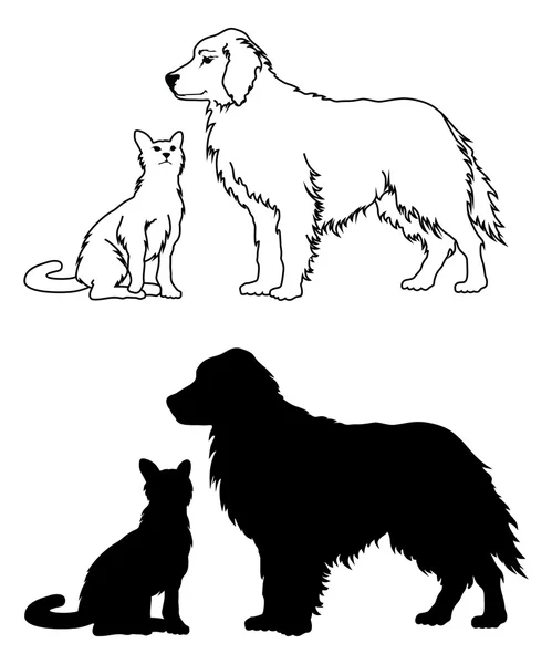 Cão e gato estilo gráfico — Vetor de Stock