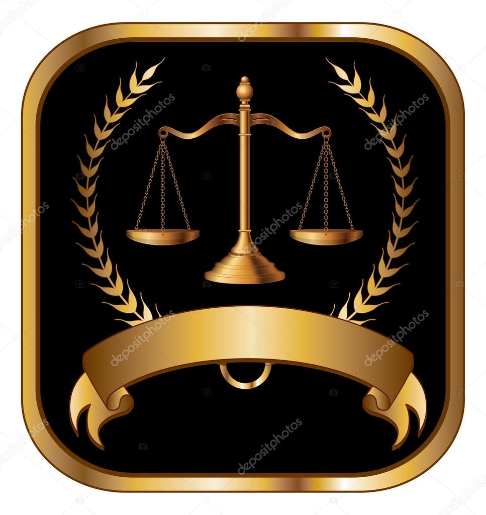 Law or Lawyer Seal Gold is an illustration of a design for law, lawyers, or law firms that could be used as a logo or seal in striking reflective gold and black. Includes scale of justice, laurel and a banner for your text.