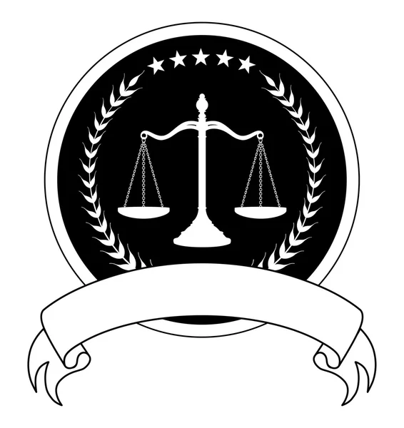 Legge o sigillo avvocato con banner — Vettoriale Stock