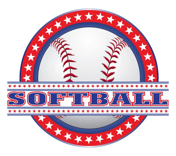 Softball Design - Red White and Blue — Stock Vector