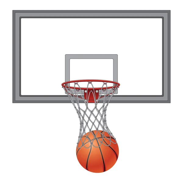 Basketball Through Net With Backboard — Stock Vector