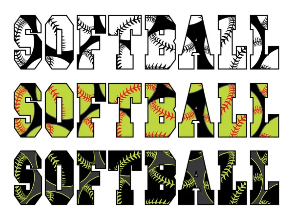 Softboll Text Softballs — Stock vektor