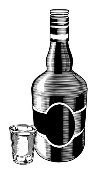 Whiskey Bottle and Shot Glass — Stock Vector