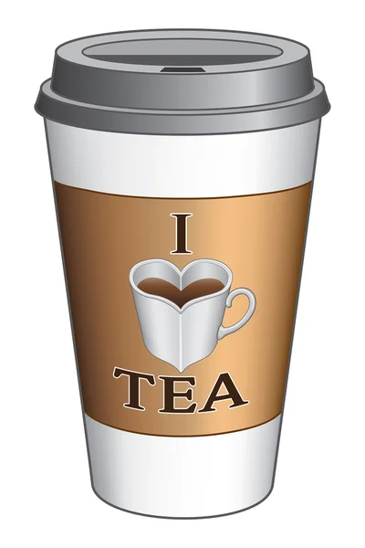Me encanta la taza de té para llevar — Vector de stock