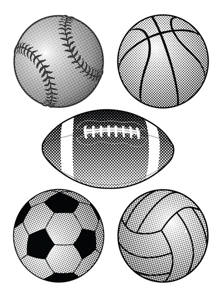 Halftone Sports Balls — Stock Vector