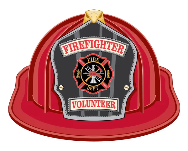 Firefighter Volunteer Red Helmet — Stock Vector