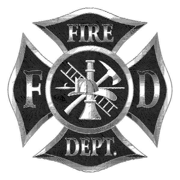 Fire Department Cross Silver Engraving — Stock Vector