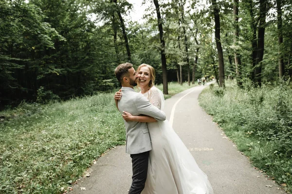 Louco Com Casais Felicidade Dia Casamento Casamento Dia Casamento Noiva — Fotografia de Stock