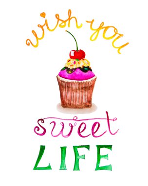 Boyalı kek ile tebrik kartı