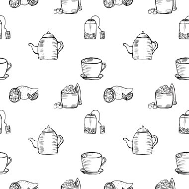 Elle çizilmiş çay zaman desen