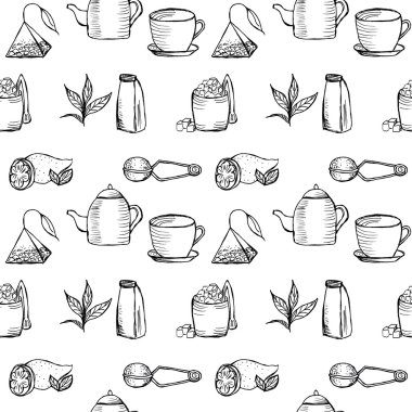 Elle çizilmiş çay zaman desen