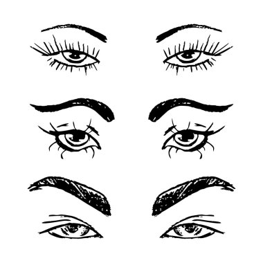 Elle çizilmiş anahat insan gözü kümesi