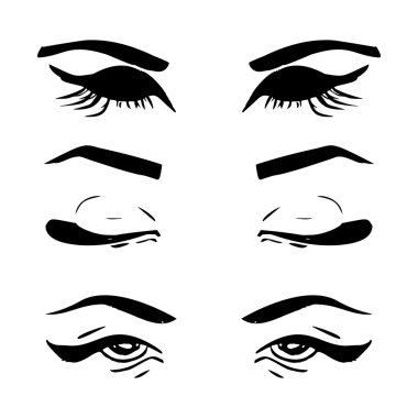 Elle çizilmiş anahat insan gözü kümesi