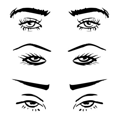 Elle çizilmiş anahat insan gözü kümesi