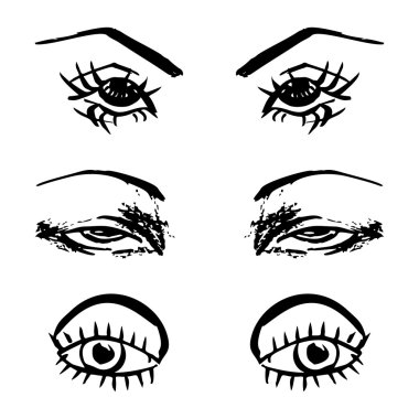 Elle çizilmiş anahat insan gözü kümesi