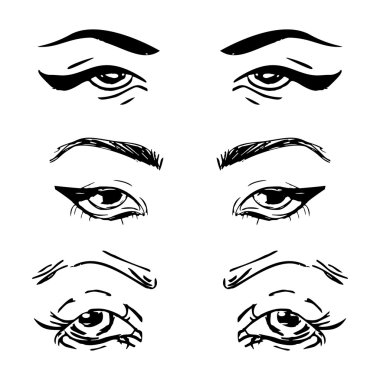 Elle çizilmiş anahat insan gözü kümesi