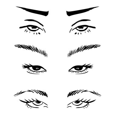 Elle çizilmiş anahat insan gözü kümesi