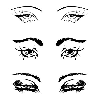 Elle çizilmiş anahat insan gözü kümesi