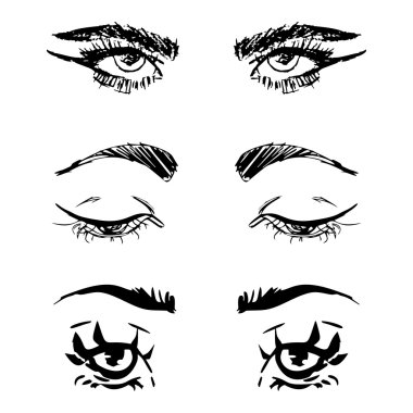 Elle çizilmiş anahat insan gözü kümesi