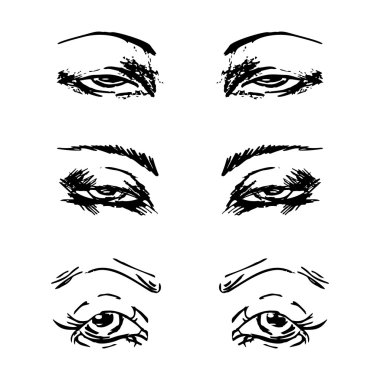 Elle çizilmiş anahat insan gözü kümesi