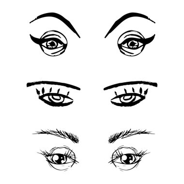 Elle çizilmiş anahat insan gözü kümesi