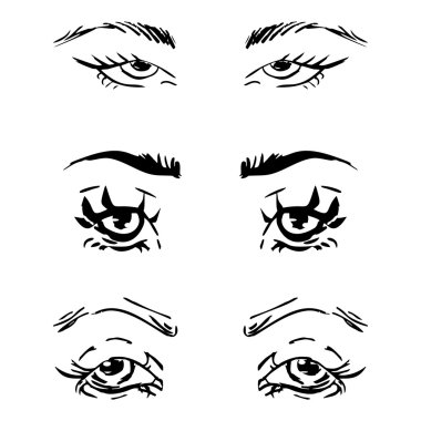 Elle çizilmiş anahat insan gözü kümesi