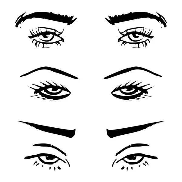 Kézzel rajzolt vázlat emberi szemek készlet — Stock Vector