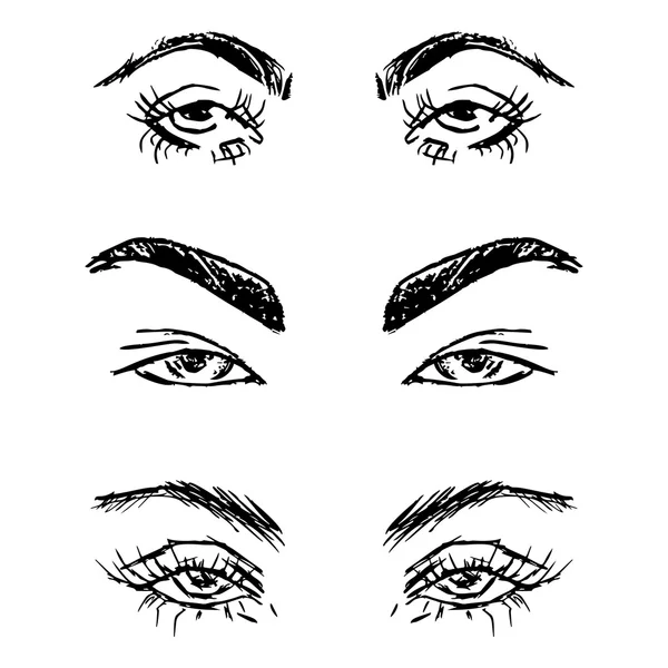 Elle çizilmiş anahat insan gözü kümesi