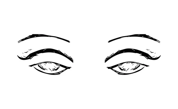 Contour dessiné à la main yeux humains — Image vectorielle