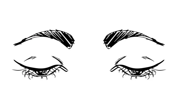 Contour dessiné à la main yeux humains — Image vectorielle