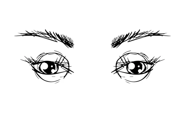 Contour dessiné à la main yeux humains — Image vectorielle