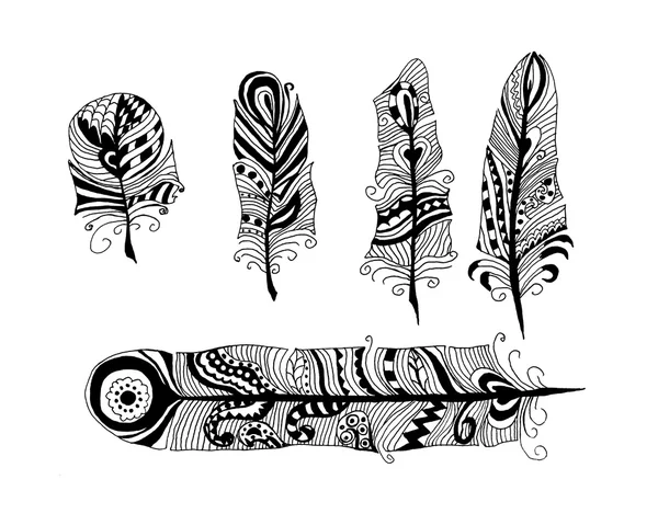 Set de plumas decorativas rústicas — Foto de Stock