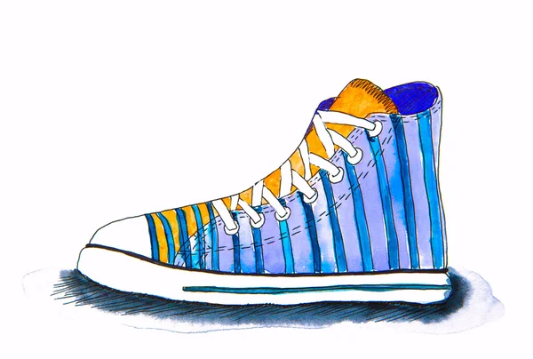 Watercolor fashion sneakers — Stock Photo, Image