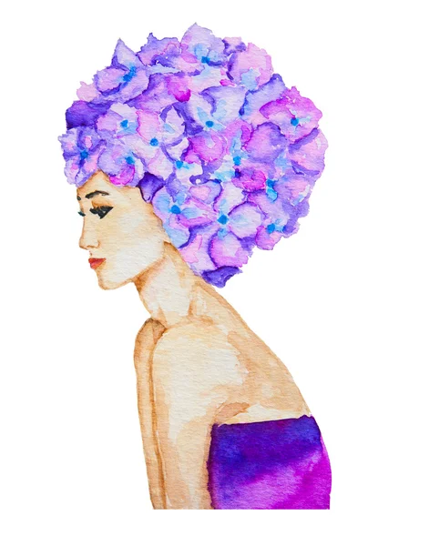 Mujer con estilo de pelo floral . — Foto de Stock