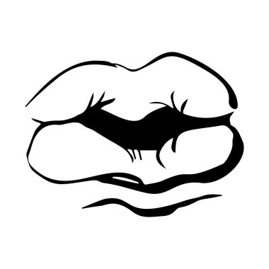 Elle çizilmiş seksi dudaklar kroki