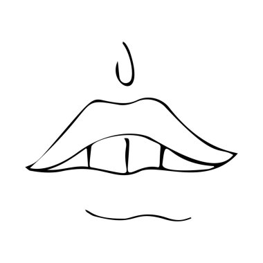 Elle çizilmiş seksi dudaklar kroki