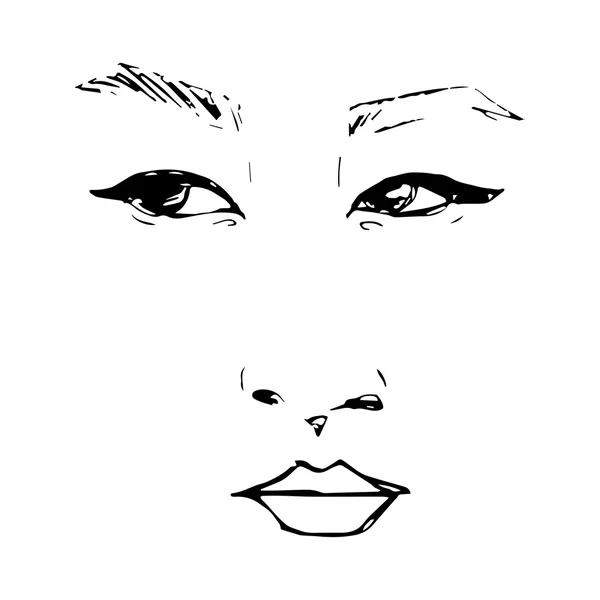 Belle visage féminin — Image vectorielle