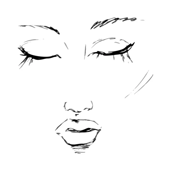 Belle visage féminin — Image vectorielle