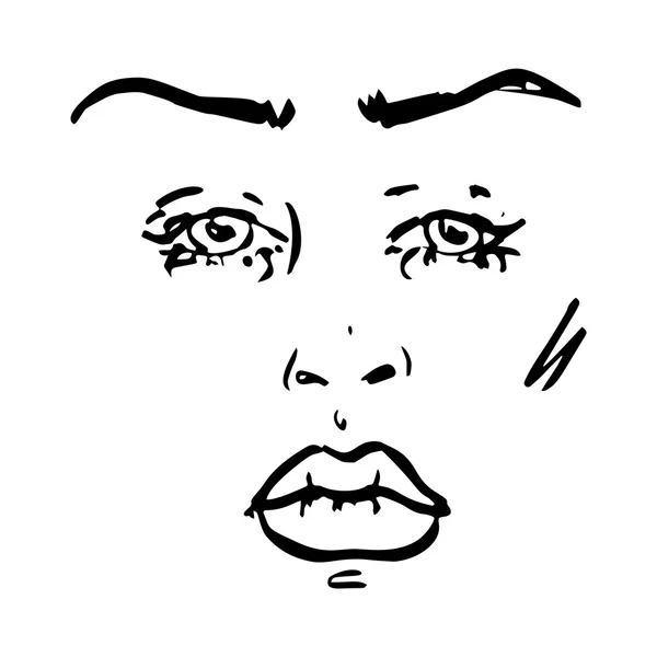 Belle visage féminin — Image vectorielle