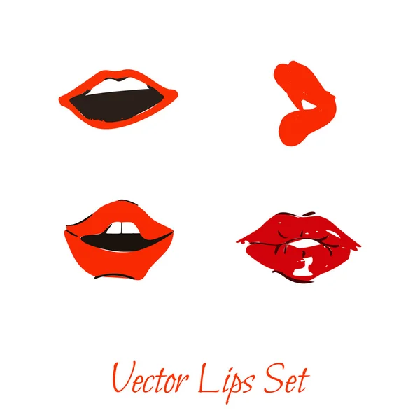 Juego de boceto de labios sexy dibujado a mano — Vector de stock