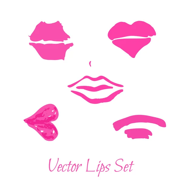 Juego de boceto de labios sexy dibujado a mano — Vector de stock